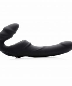 Slim Rider Ribbed Vibrating Silicone Strapless Strap On