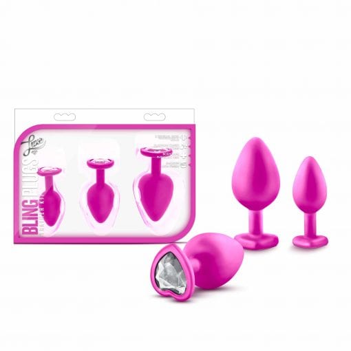 Luxe Bling Plugs Training Kit Pink With White Gems