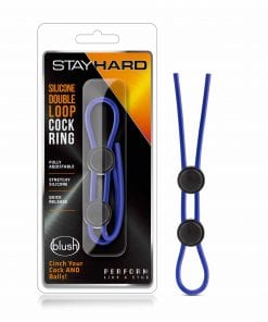 Stay Hard Silicone Double Loop Cock Ring Blue