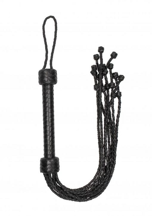 Short Leather  Braided Flogger - Black