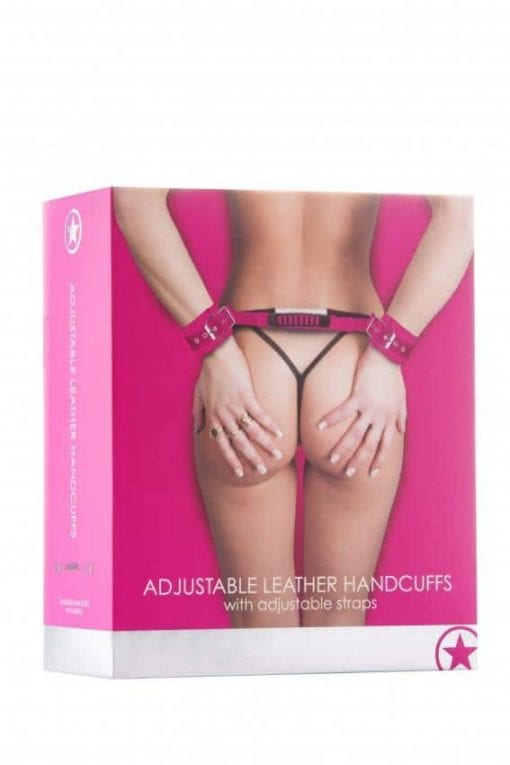 Adjustable Leather Handcuffs - Pink