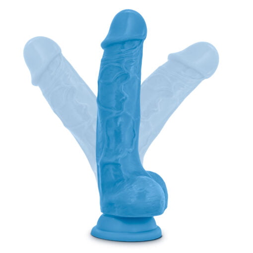 Neo Dual Density Cock With Balls 7in Neon Blue - Image 4