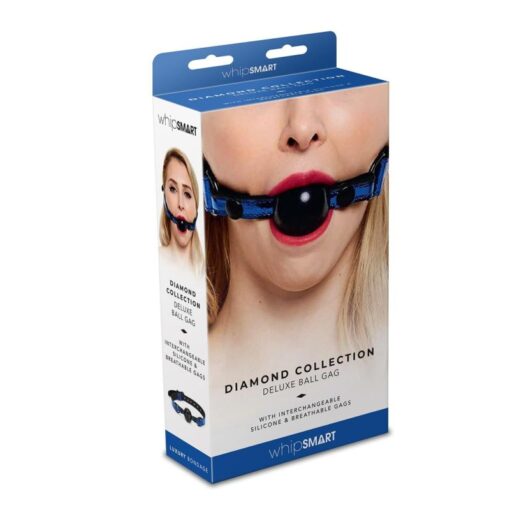 Whip Smart Diamond Deluxe Ball Gag Blue - Image 2