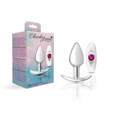 Cheeky Charms Silver Anchor Butt Plug  w Clear and Teal Jewel Kit - Image 3