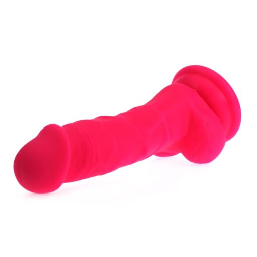 Realistic Dildo Veined Shaft w Balls Pink - Image 4