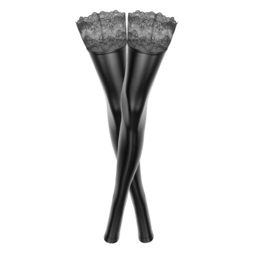 Power Wetlook Stockings w Siliconed Lace - Image 3