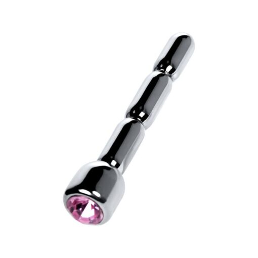 Silver Metal Urethral Plug w Ruby Rhinestone - Image 4