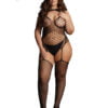 Contrast Fence Net Suspender Bodystocking