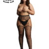 Suspender Leopard Pantyhose - Black - OSX