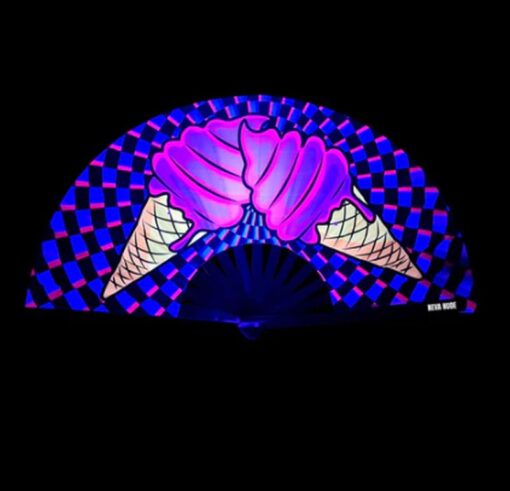 Ice Scream You Scream Blacklight Folding Fan - Image 2