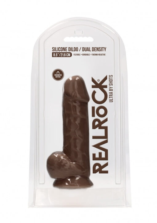 Silicone Dildo With Balls 21 x 6cm Brown