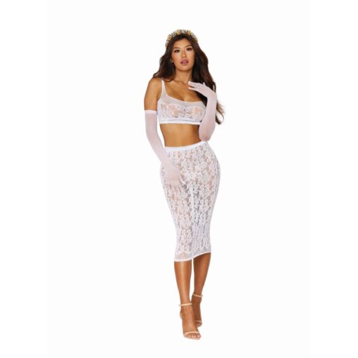 Dreamgirl Bralette and Slip Skirt White