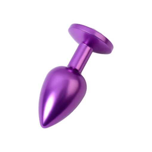 Purple Metal Anal Plug w Purple Crystal Small