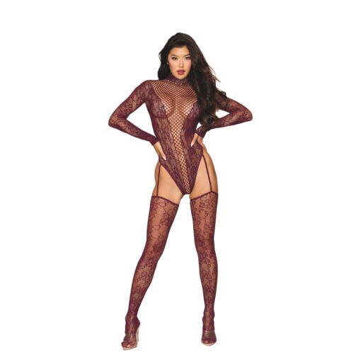 Dreamgirl Teddy Body Stocking Burgundy