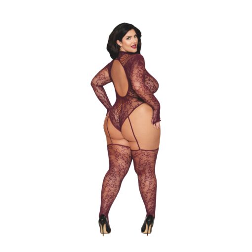 Dreamgirl Teddy Body Stocking Burgundy - Image 4