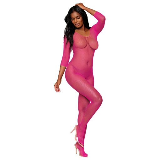 Dreamgirl Open Crotch Body Stocking Neon Pink